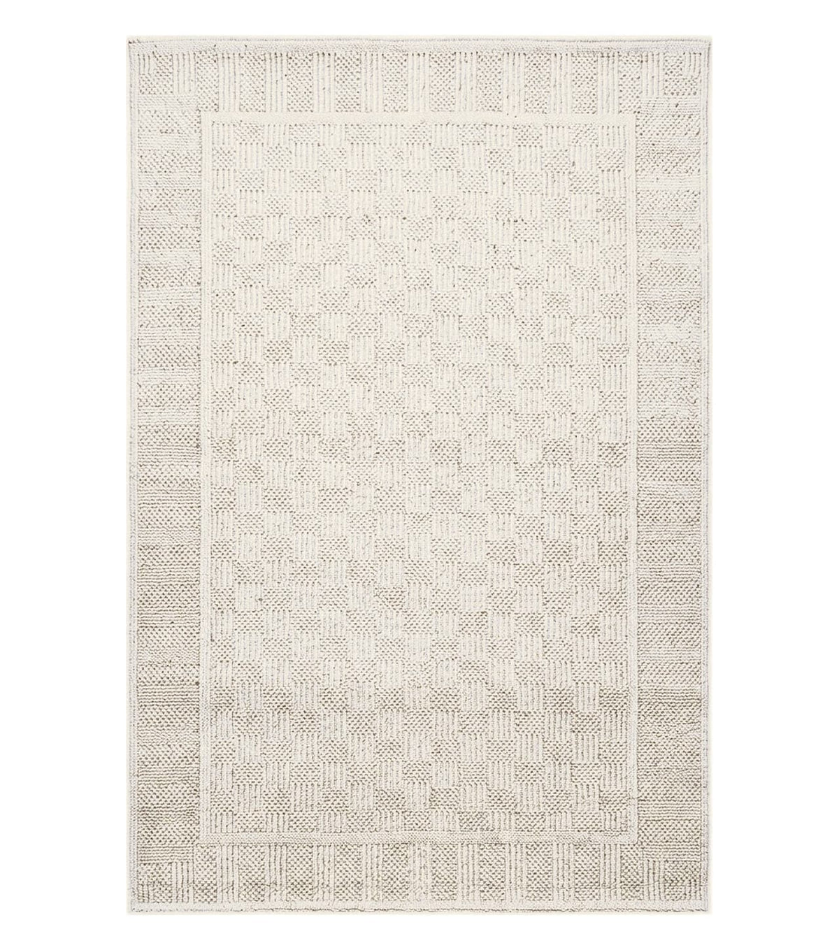 3x5 Karastan Rug Chaumiere Collection, Kara-Loc, Design #291/9866, Creme Color, Textured Squares II Patern, 3'6" x 5' 3" Carpet