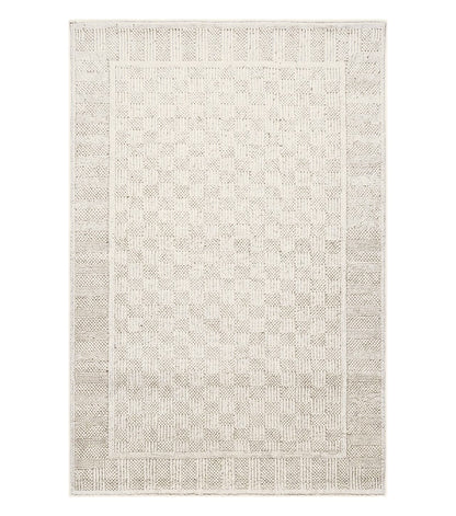3x5 Karastan Rug Chaumiere Collection, Kara-Loc, Design #291/9866, Creme Color, Textured Squares II Patern, 3'6" x 5' 3" Carpet