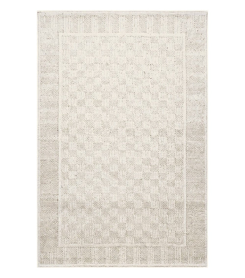 3x5 Karastan Rug Chaumiere Collection, Kara-Loc, Design #291/9866, Creme Color, Textured Squares II Patern, 3'6" x 5' 3" Carpet