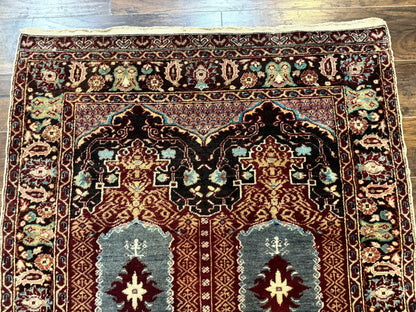 Antique Turkish Rug 4x6, Unique Rare Carpet