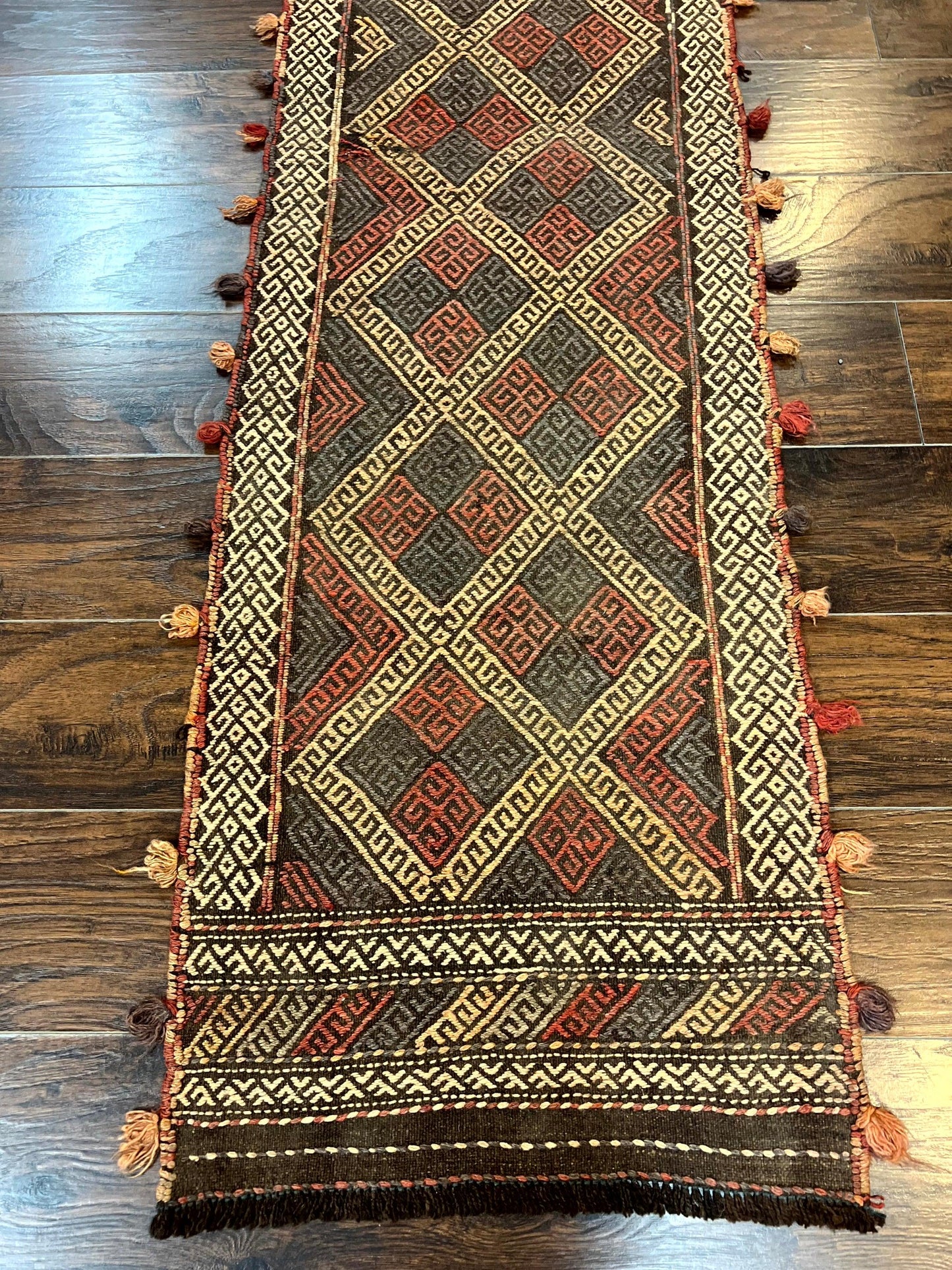 Tribal Runner Rug 2x8, Pakistani Turkoman Runner, Wool Handmade Vintage Rug - Nuvé
