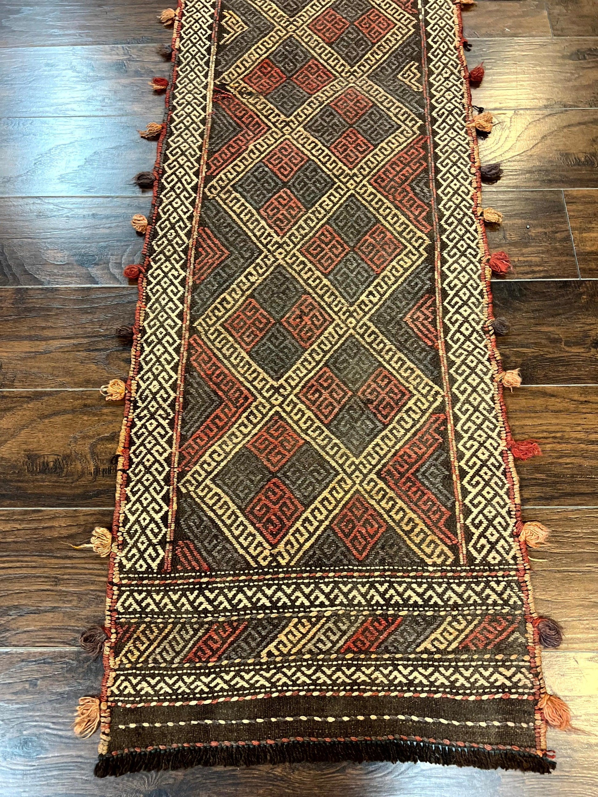 Tribal Runner Rug 2x8, Pakistani Turkoman Runner, Wool Handmade Vintage Rug - Nuvé