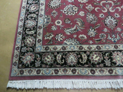 6' X 9' Vintage Handmade Fine India Floral Oriental Silk Accent Wool Rug Carpet - Nuvé