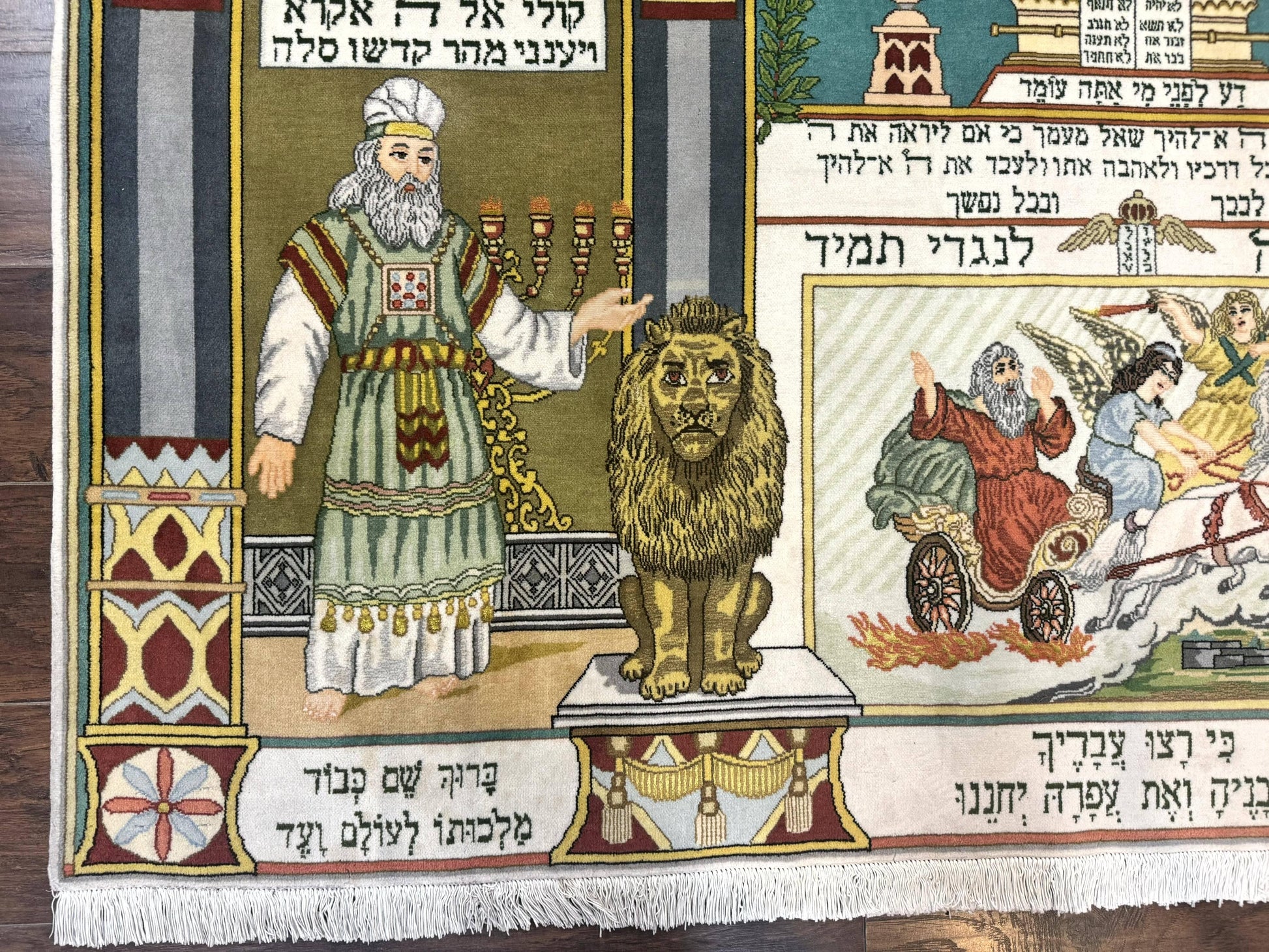Persian Tabriz Jewish Pictorial Rug  - Biblical Scenes, Kork Wool - Nuvé