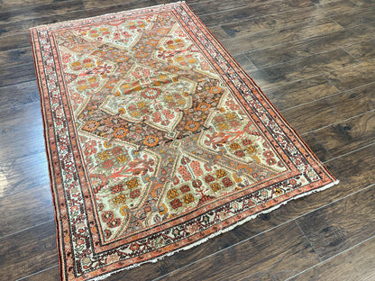 Wonderful Antique Persian Malayer Rug 4x6, Wool Hand Knotted Authentic Oriental Carpet, Very Fine - Nuvé