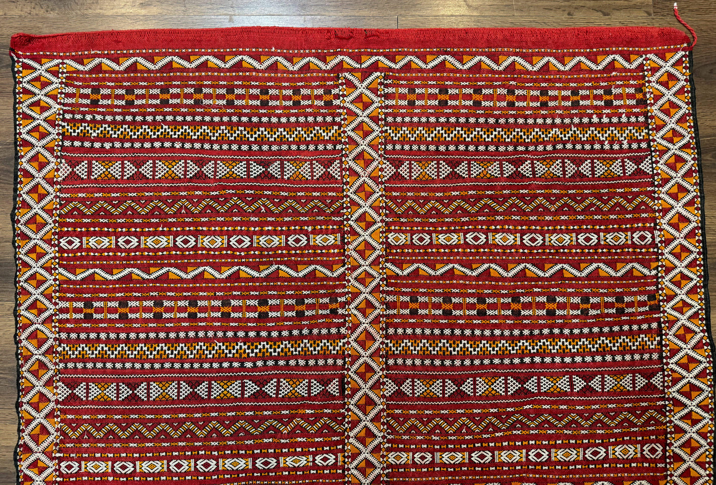 Moroccan Kilim Rug 4x8, Flatweave, Bohemian, Red Ivory Orange - Nuvé