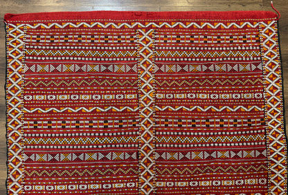 Moroccan Kilim Rug 4x8, Flatweave, Bohemian, Red Ivory Orange - Nuvé