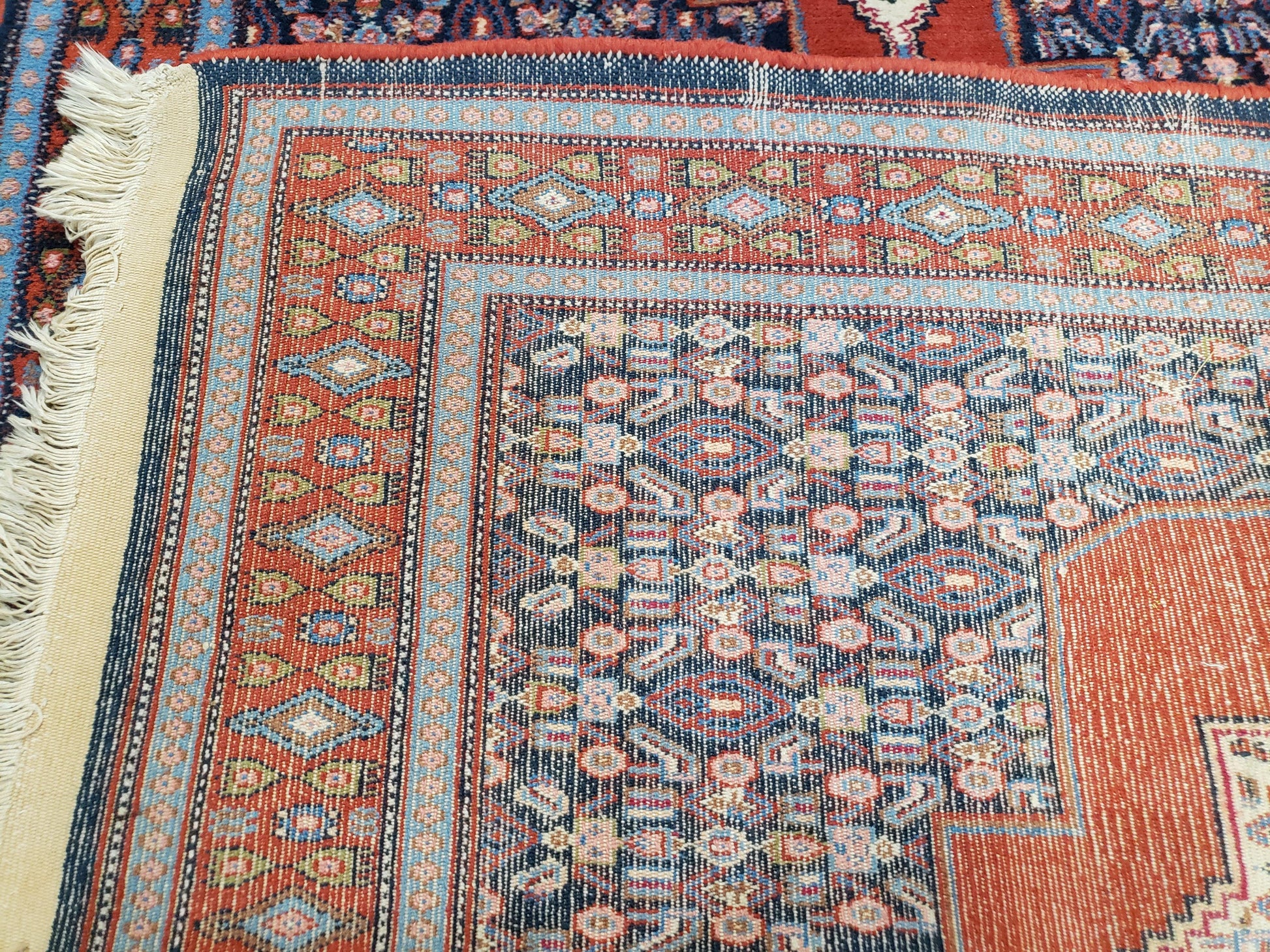 4x6 Western Kurdistan Kurdish Carpet Senneh Wool Area Rug Veg Dyes Red Blue Nice - Nuvé