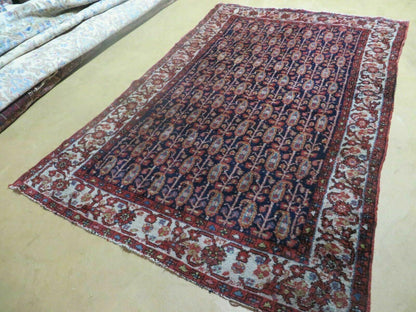 4' X 6' Antique Handmade Turkish Sivas Wool Rug Vegetable Organic Dye Nice Blue - Nuvé