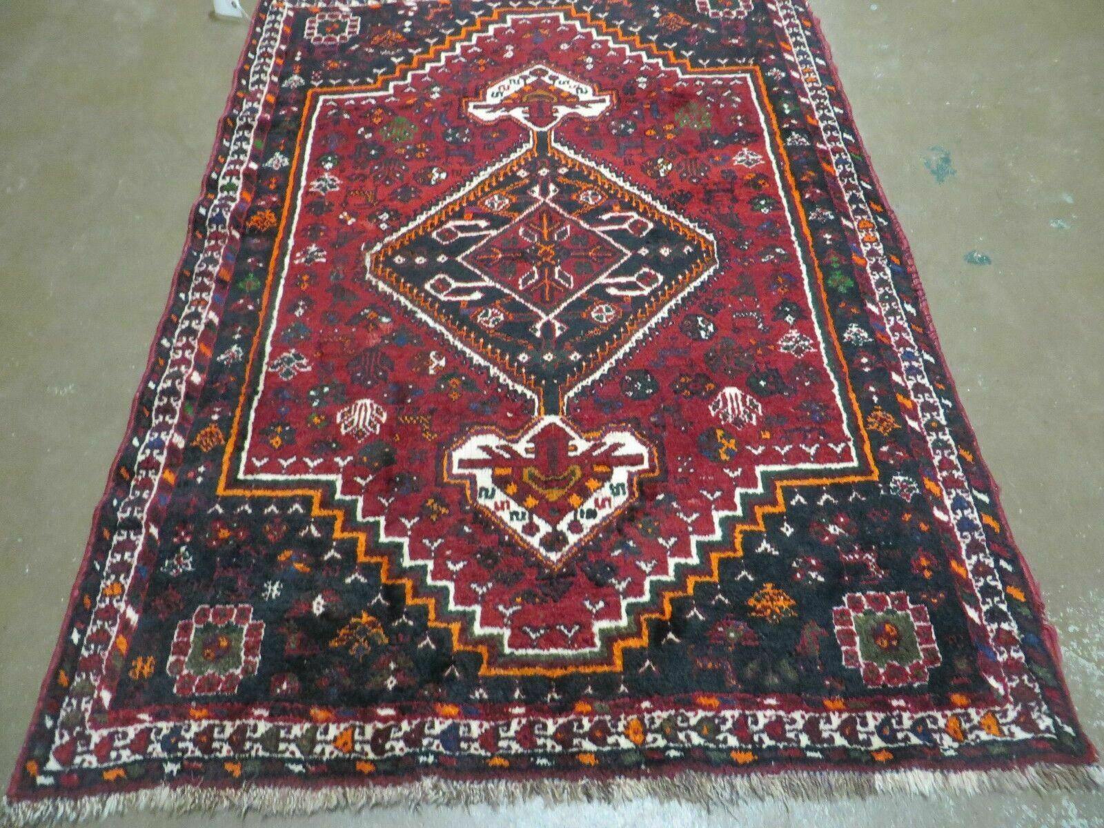 4' X 6' Antique Handmade Turkish Wool Veg Dyes Rug Organic Red Nice M10 - Nuvé