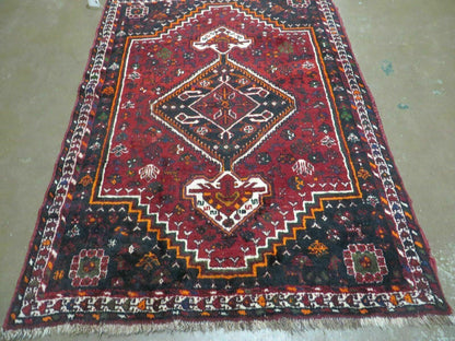 4' X 6' Antique Handmade Turkish Wool Veg Dyes Rug Organic Red Nice M10 - Nuvé