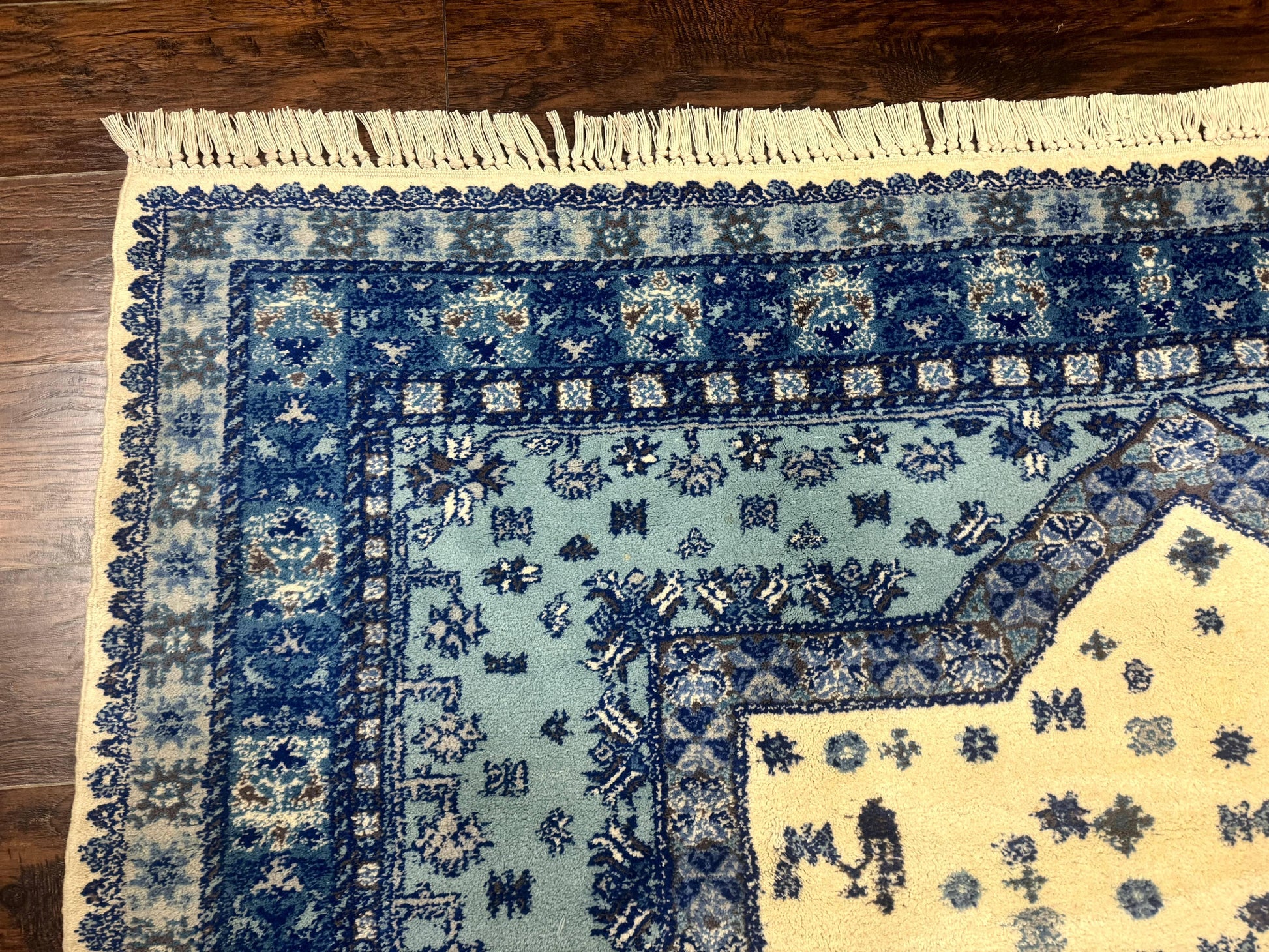 Moroccan Rug 7x10, Geometric Medallion, Blue and Ivory - Nuvé