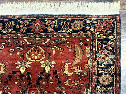 Antique Persian Farahan Sarouk Rug 3.6 x 5, Red, Floral, Traditional Rug, Fine 210 KPSI - Nuvé