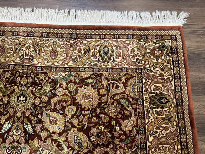 Tree of Life Indian Kashmiri Rug 6x9, Rust Red and Cream, Animal Pictorials, Fine 290 KPSI - Nuvé