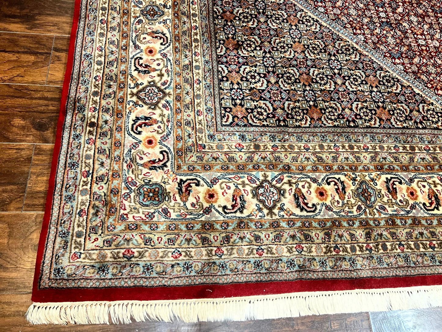 Square Indo Persian Bidjar Rug 10x10, Red, Handmade Vintage Wool Carpet - Nuvé