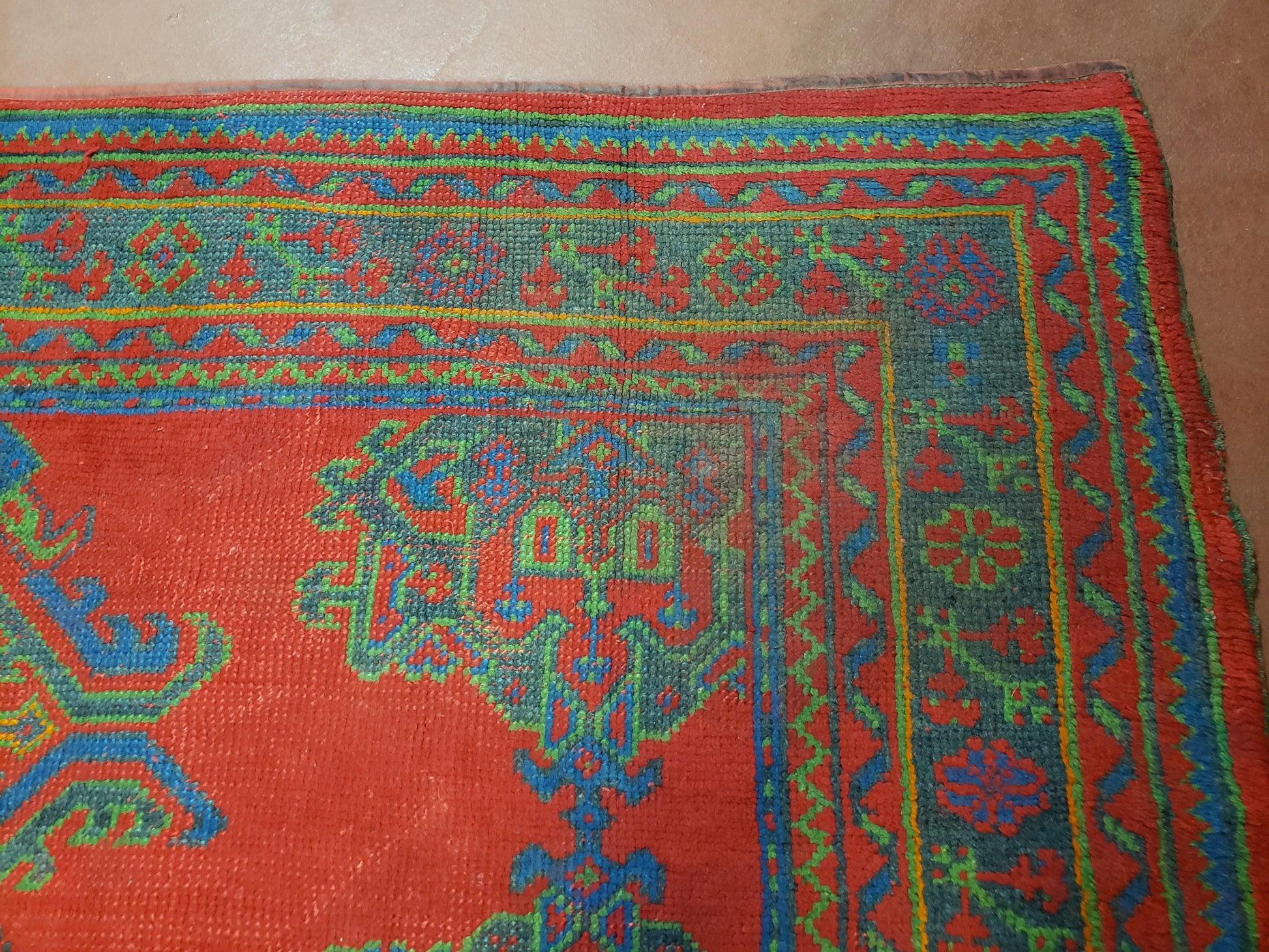 7x11 Turkish Oushak Rug, Vintage Red & Blue Oriental Carpet, Hand Knotted Wool Area Rug 7 x 11, Turkish Sparta Rug, Antique Turkish Rug Nice - Nuvé