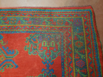 7x11 Turkish Oushak Rug, Vintage Red & Blue Oriental Carpet, Hand Knotted Wool Area Rug 7 x 11, Turkish Sparta Rug, Antique Turkish Rug Nice - Nuvé