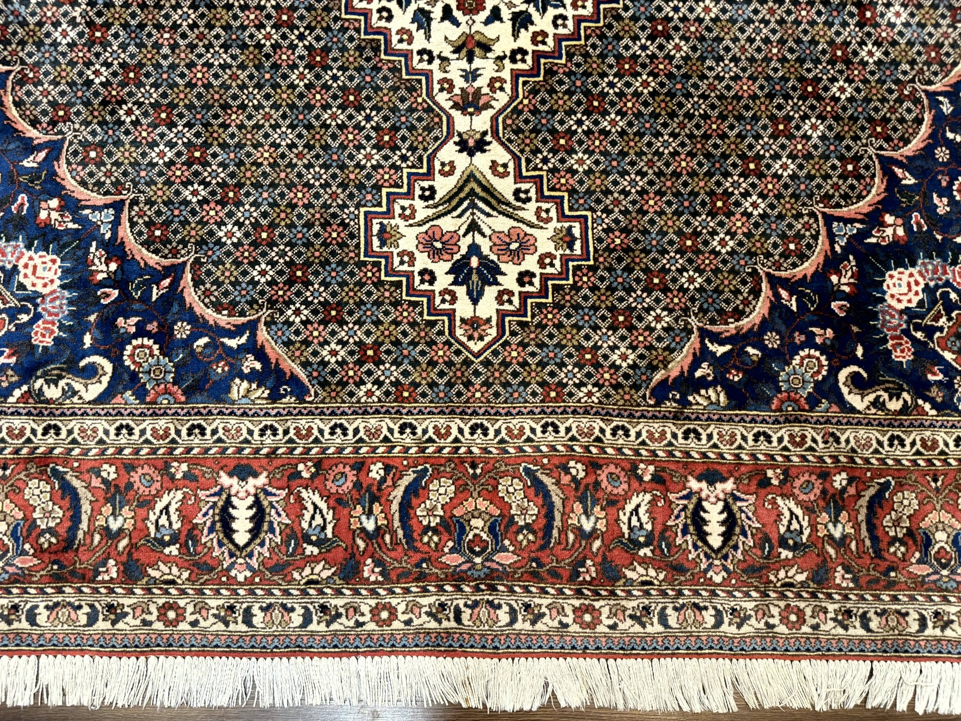 Persian Rug 7x10, Bakhtiari Saman Rug, Unique Design and Colors, Ivory Red Blue, Large Tribal Rug - Nuvé