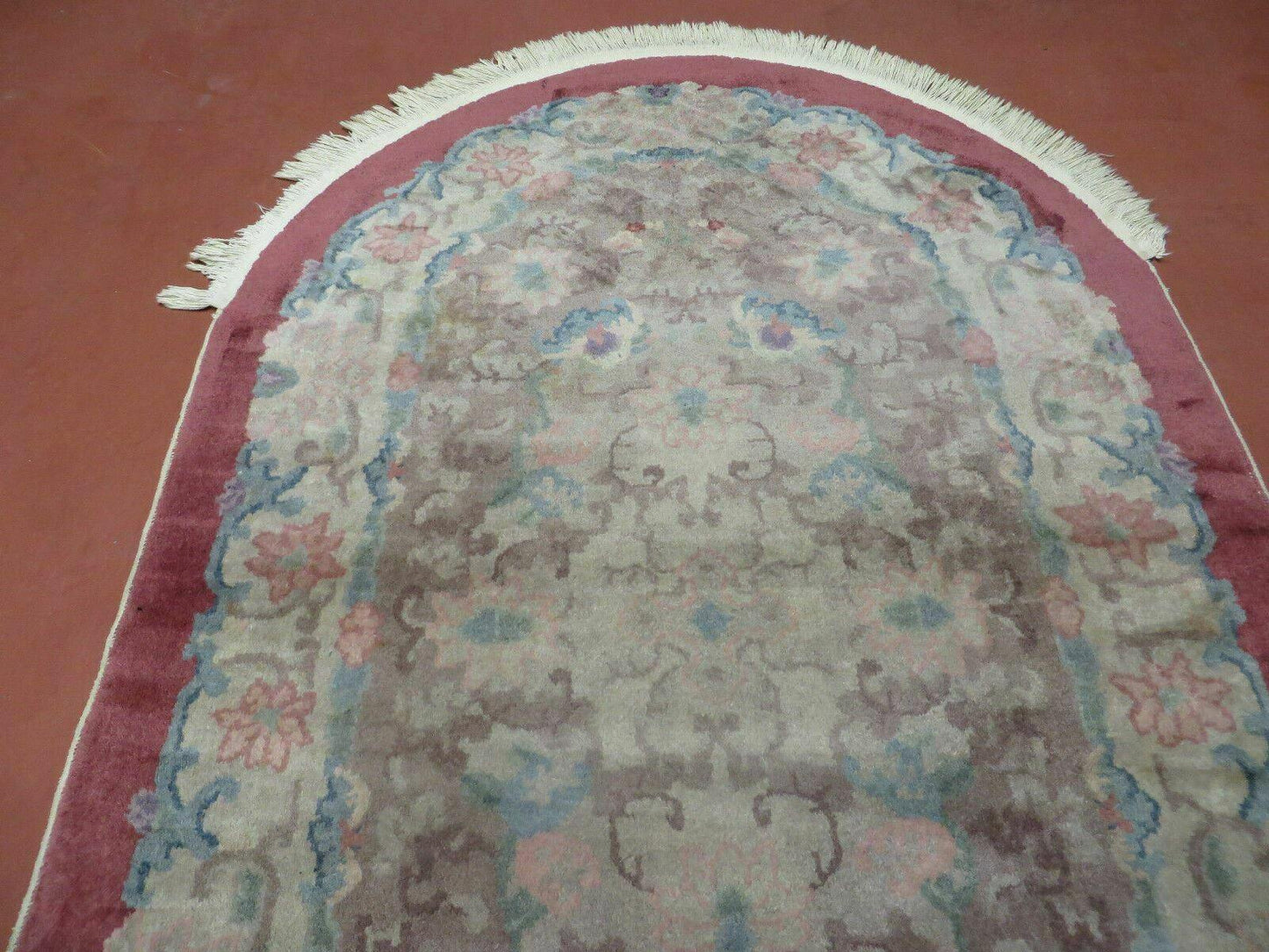 Oval Chinese Art Deco Rug 3x5 Vintage Wool Carpet - Nuvé