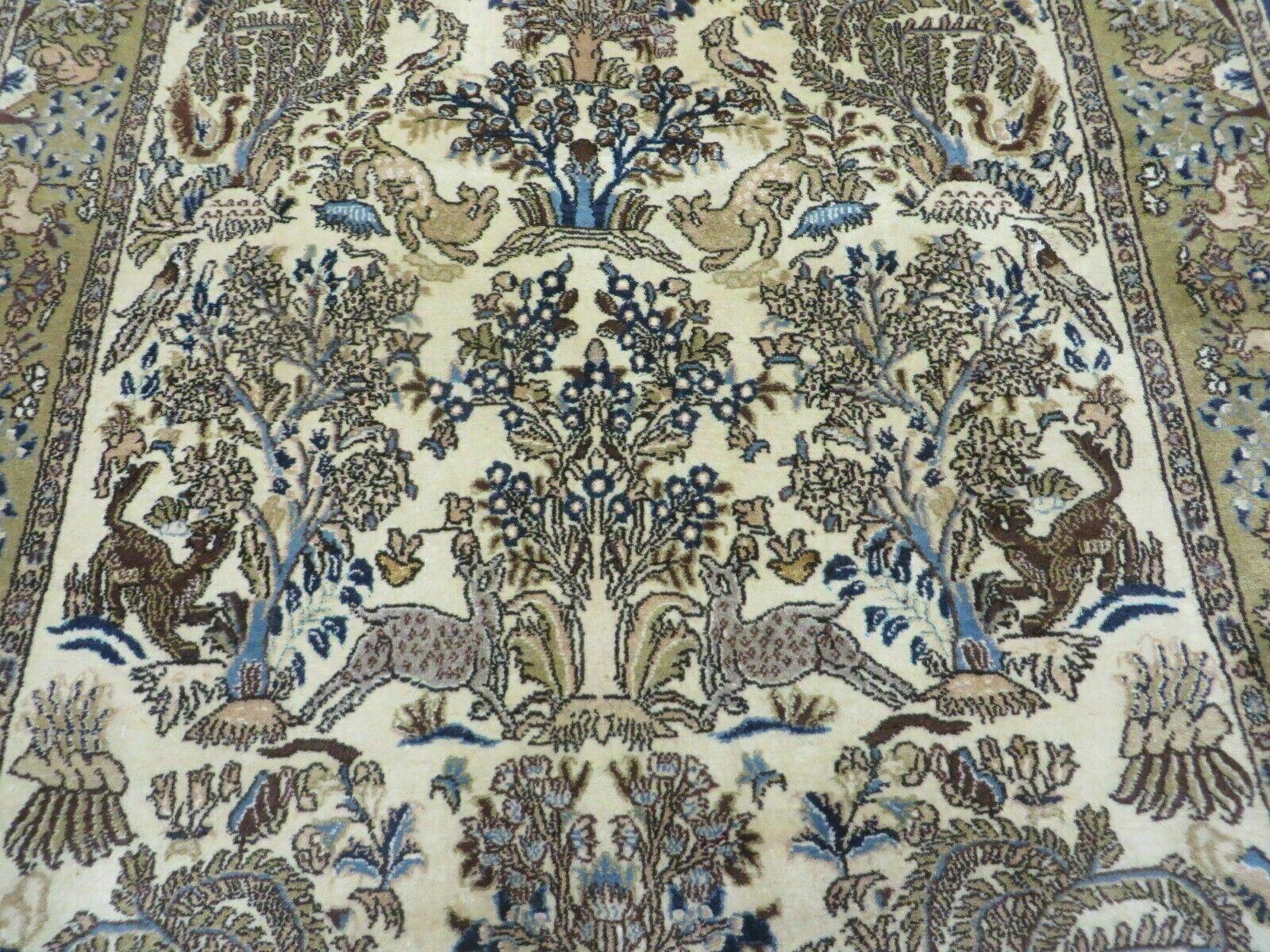 4' X 6 Handmade India Oriental Fine Pictorial Tree Of Life Wool Silk Rug Wow - Nuvé