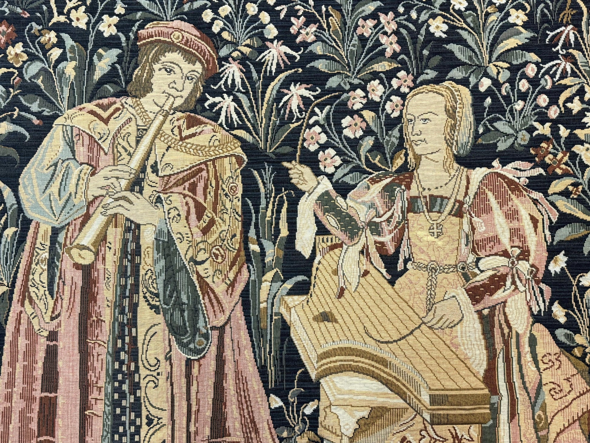 Vintage Belgium Tapestry 4x5, The Concet Musicians, Green - Nuvé