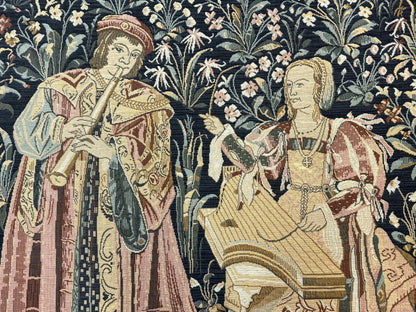 Vintage Belgium Tapestry 4x5, The Concet Musicians, Green - Nuvé