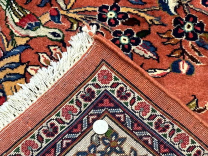 Persian Sarouk Rug 7x10, Red and Ivory, Floral Bouquets, Birds - Nuvé