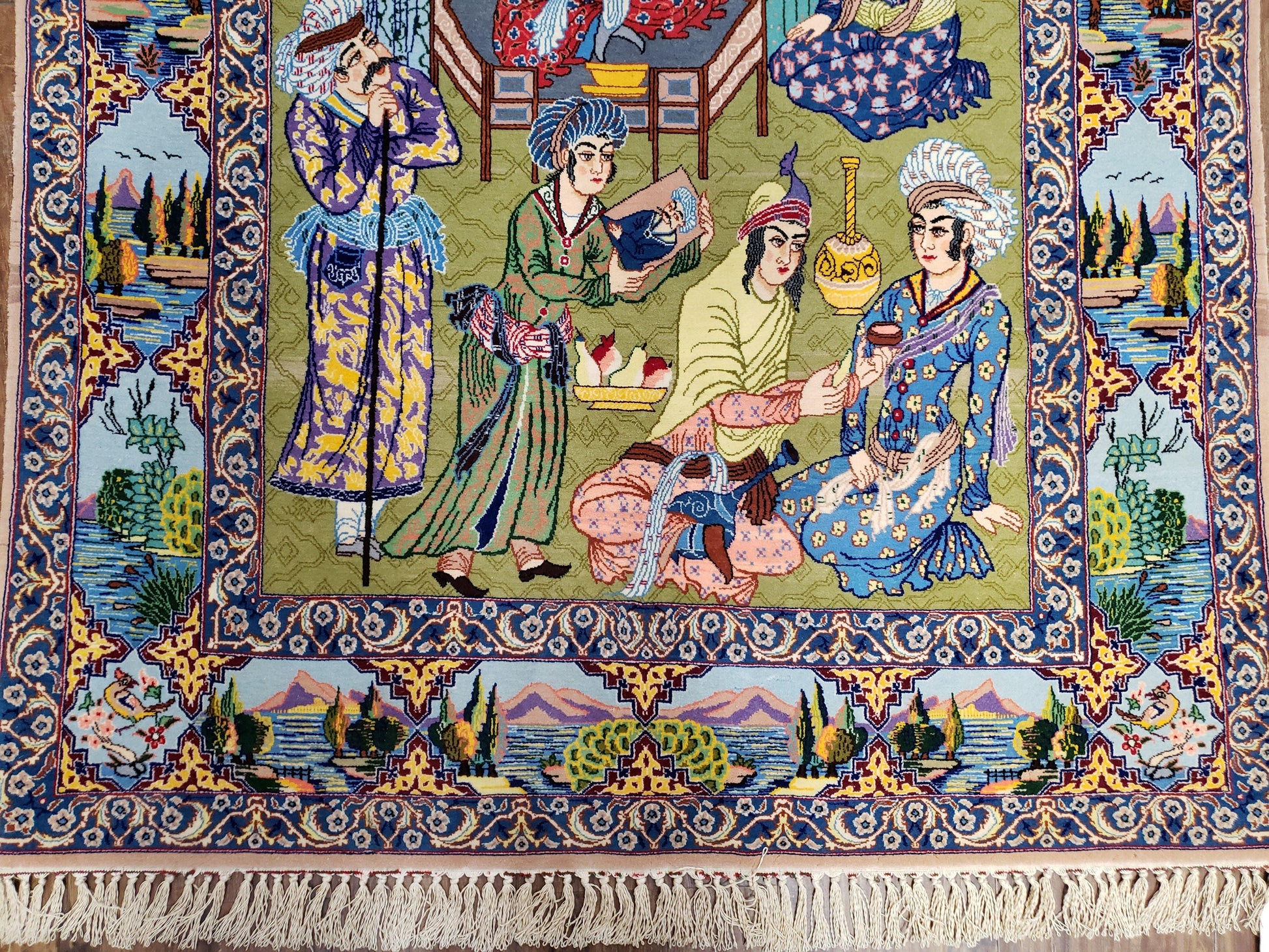 Persian Isfahan Pictorial Rug 3x5 – Kork Wool on Silk - Nuvé