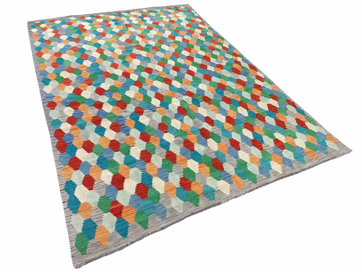 6.5 x 9.5 Colorful Chobi Kilim Rug 6 x 9 Multicolor Turkish Kilim Rug 7x10 Chobi Kilim Rug Playroom Rug Wool Kilim Rug 6x9 New Tribal Kilim - Nuvé