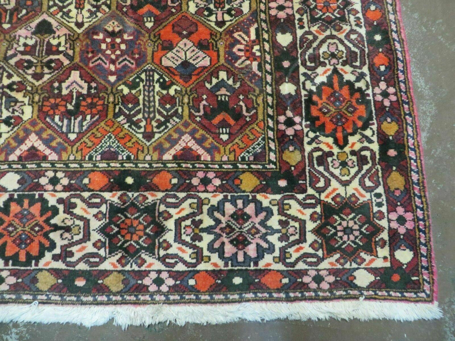 Antique Persian Bakhtiari Rug 7x10 - Multicolor Repeated Panel Design - Vegetable Dyed Rug - Hand Knotted Wool Room Sized Oriental Carpet 7 x 10 Rug - Nuvé