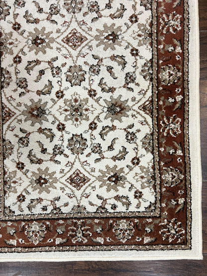 Runner Rug 2 x 7.6, Skinny Runner, Oriental Rug for Hallway, Ivory & Rust Red, Floral Allover - Nuvé