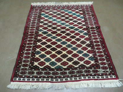 3' X 4' Vintage Handmade Pakistan Bokhara Turkoman Balouch Wool Rug Mat Nice - Nuvé