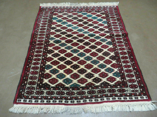 3' X 4' Vintage Handmade Pakistan Bokhara Turkoman Balouch Wool Rug Mat Nice - Nuvé