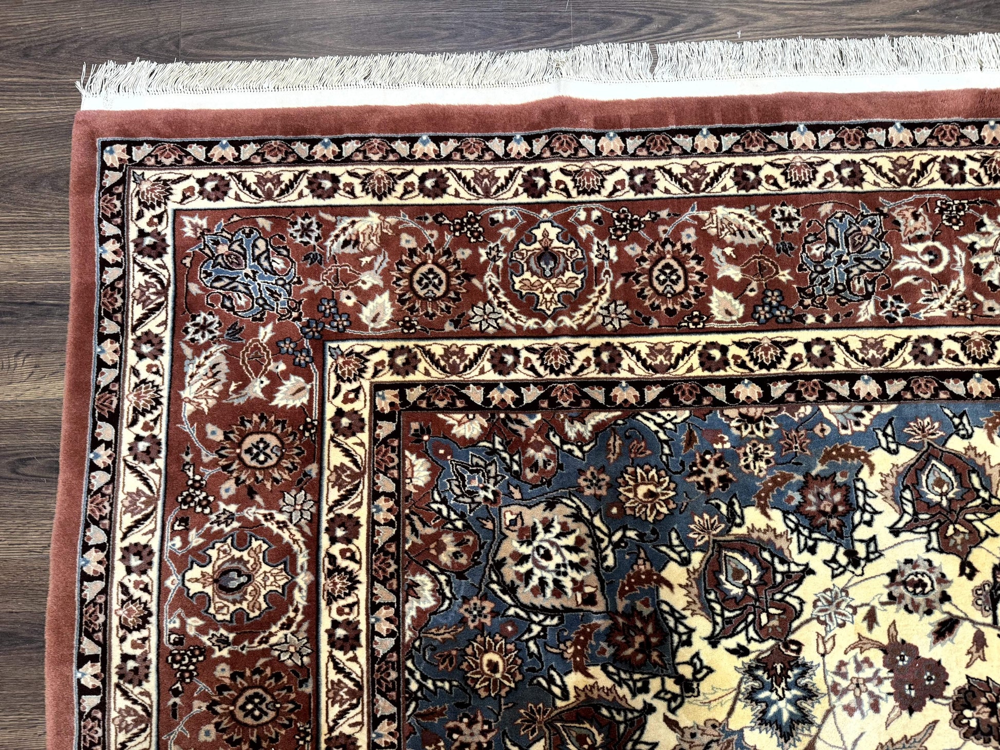 Persian Rug 8x10, Sino Persian Floral Medallion Carpet, Traditional Wool Area Rug, Cream and Brick Red, Fine 210 KPSI - Nuvé