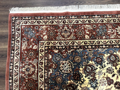 Persian Rug 8x10, Sino Persian Floral Medallion Carpet, Traditional Wool Area Rug, Cream and Brick Red, Fine 210 KPSI - Nuvé
