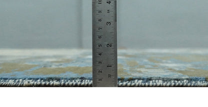 9x12 Fine Hand Knotted Beige and Blue Modern Abstract Style Antique Wool and Silk Area Rug | AGR31 - Nuvé