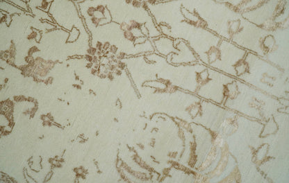 9x12 Fine Hand Knotted Beige and Brown Traditional Vintage Persian Style Antique Wool and Silk Rug | AGR46 - Nuvé