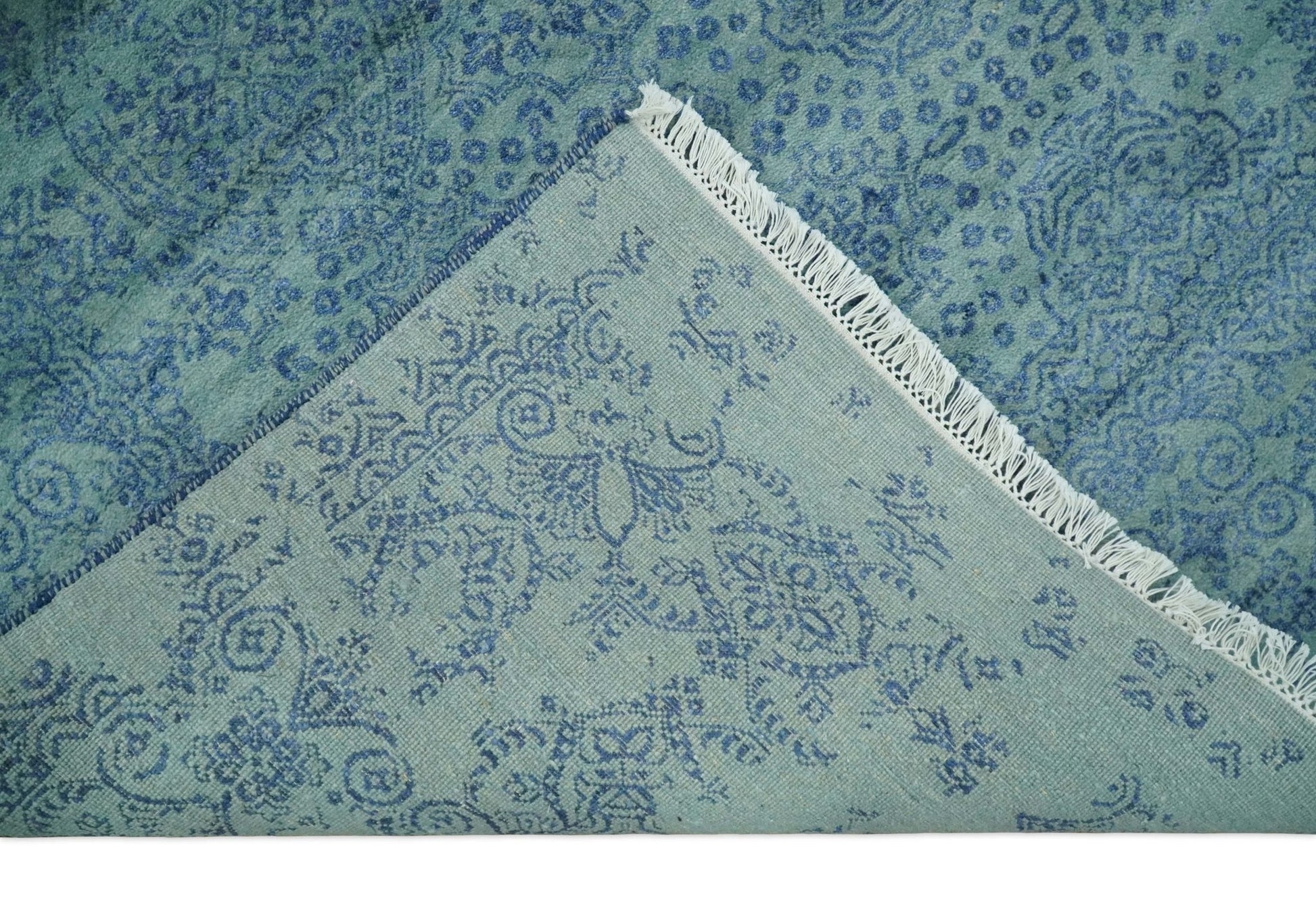 9x12 Fine Hand Knotted Blue and Teal Traditional Vintage Persian Style Antique Wool Rug | AGR33 - Nuvé