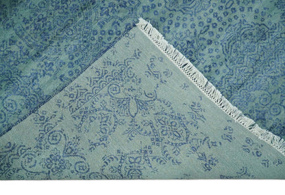 9x12 Fine Hand Knotted Blue and Teal Traditional Vintage Persian Style Antique Wool Rug | AGR33 - Nuvé