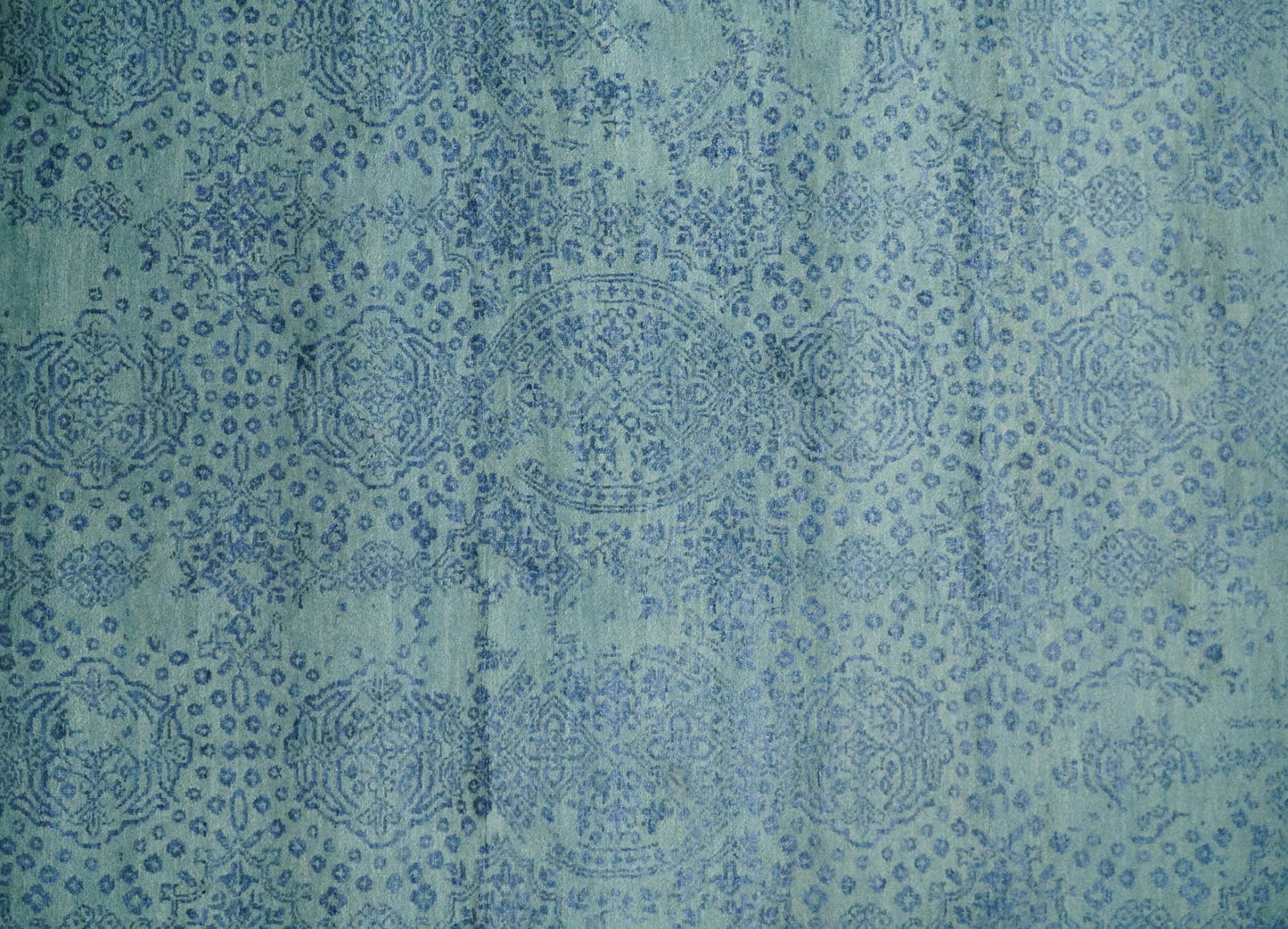 9x12 Fine Hand Knotted Blue and Teal Traditional Vintage Persian Style Antique Wool Rug | AGR33 - Nuvé