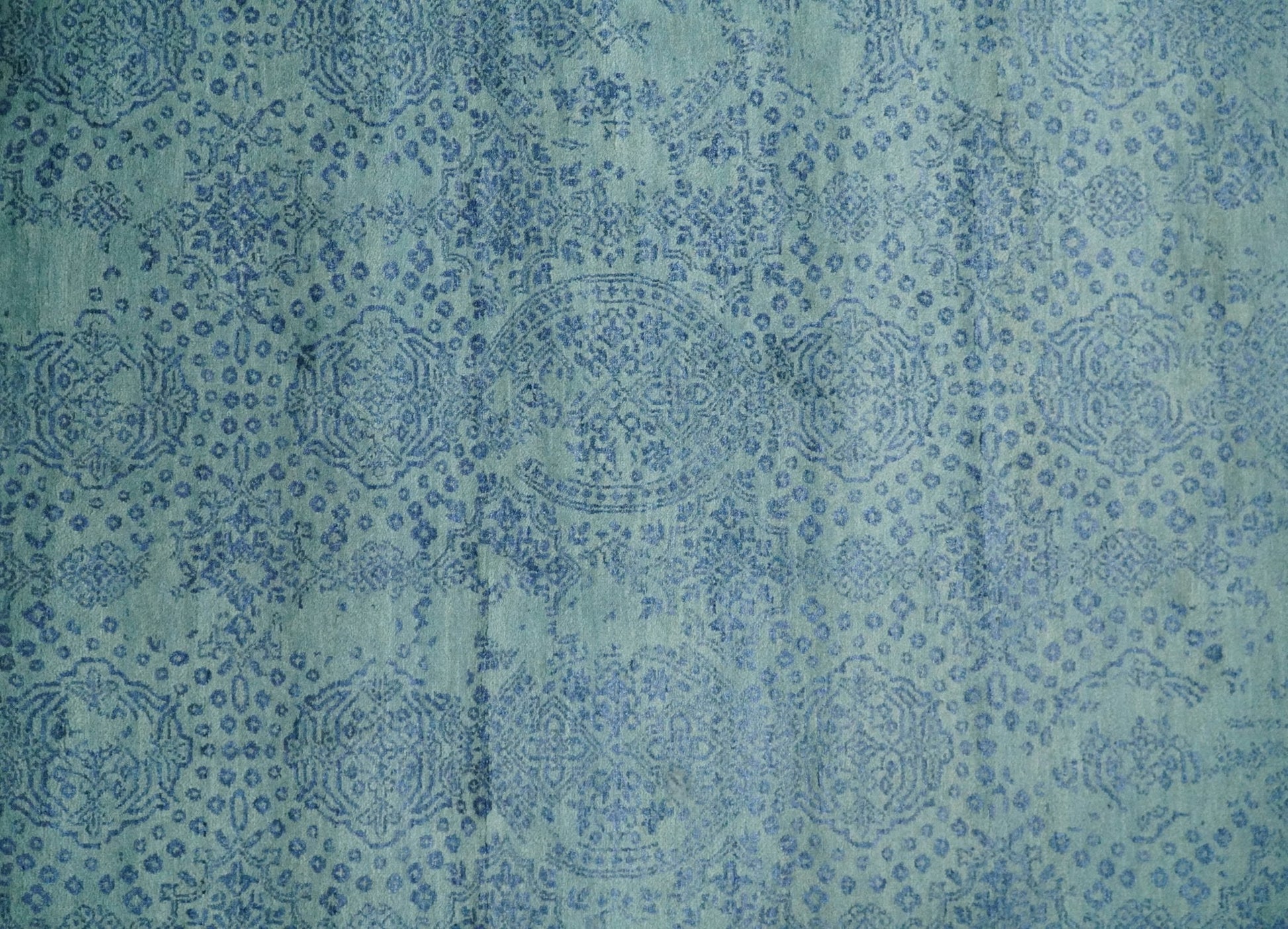 9x12 Fine Hand Knotted Blue and Teal Traditional Vintage Persian Style Antique Wool Rug | AGR33 - Nuvé