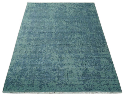 9x12 Fine Hand Knotted Blue and Teal Traditional Vintage Persian Style Antique Wool Rug | AGR33 - Nuvé