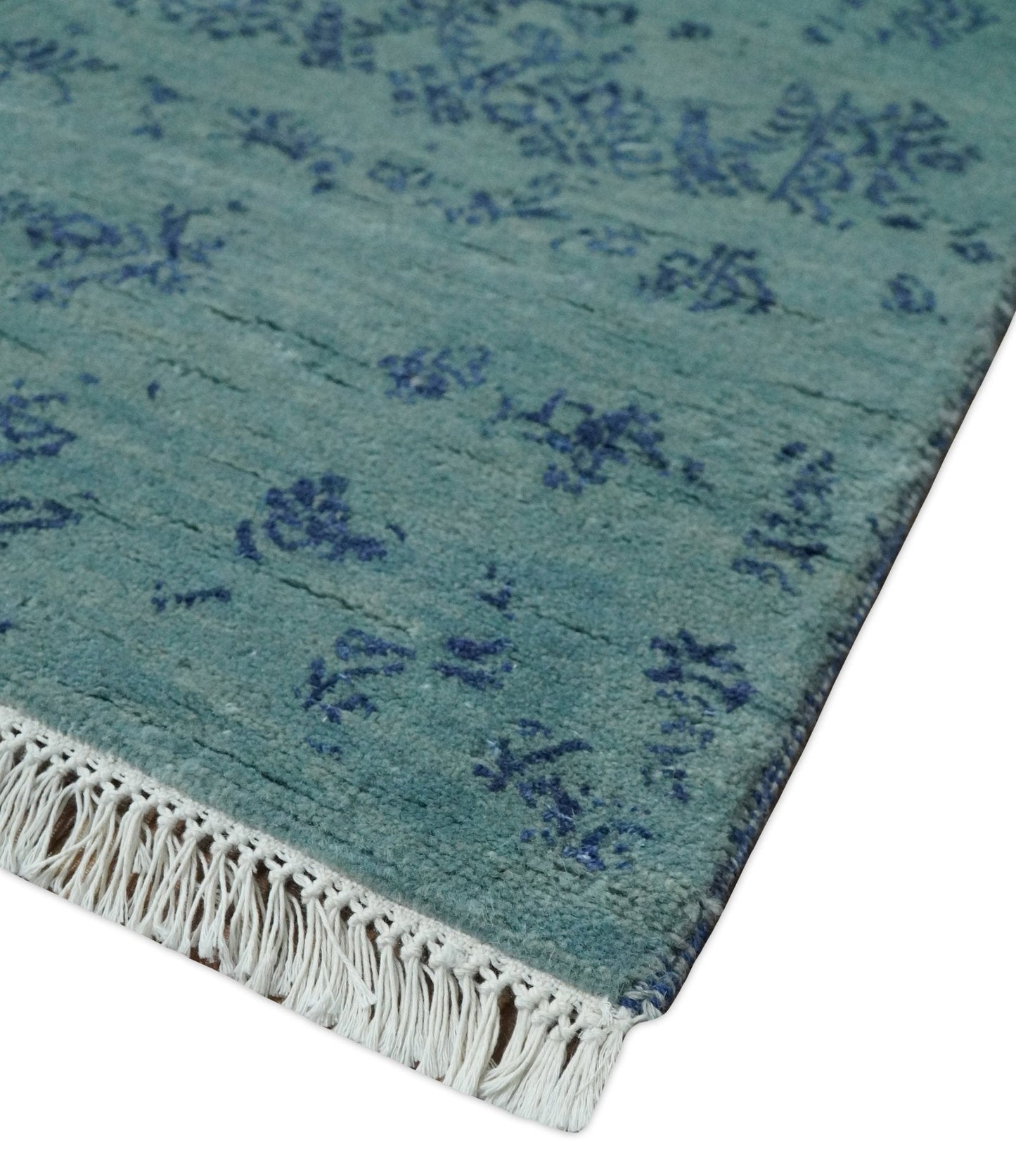 9x12 Fine Hand Knotted Blue and Teal Traditional Vintage Persian Style Antique Wool Rug | AGR33 - Nuvé