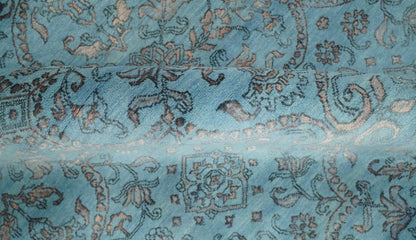 9x12 Fine Hand Knotted Blue and Brown Traditional Vintage Persian Wool and Silk Area Rug | AGR32 - Nuvé