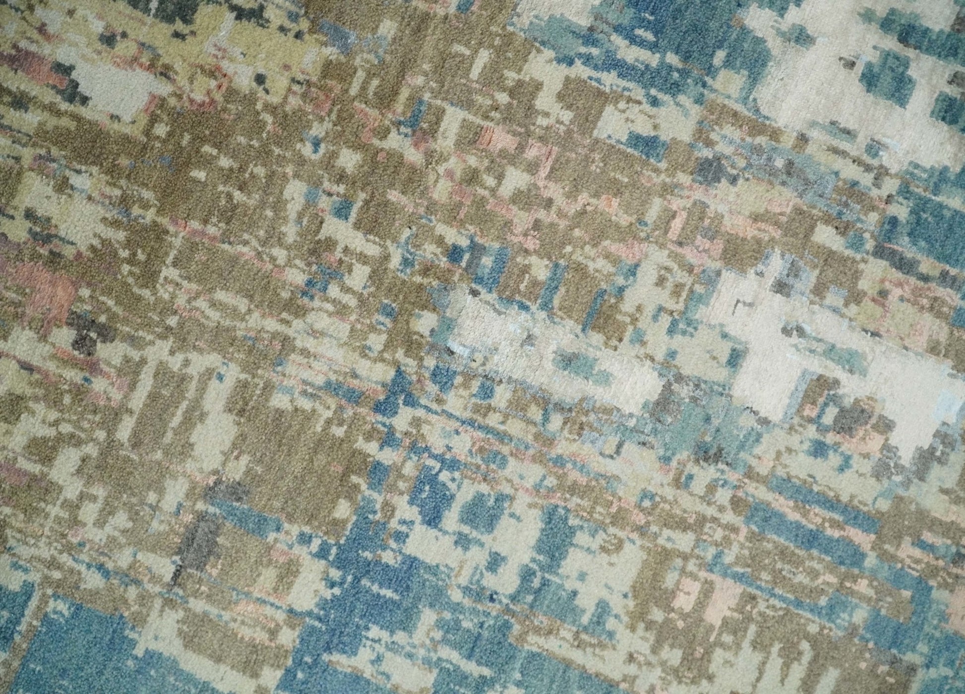 9x12 Fine Hand Knotted Brown Multicolor Modern Abstract Wool Area Rug | AGR34 - Nuvé