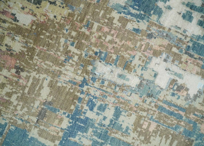 9x12 Fine Hand Knotted Brown Multicolor Modern Abstract Wool Area Rug | AGR34 - Nuvé