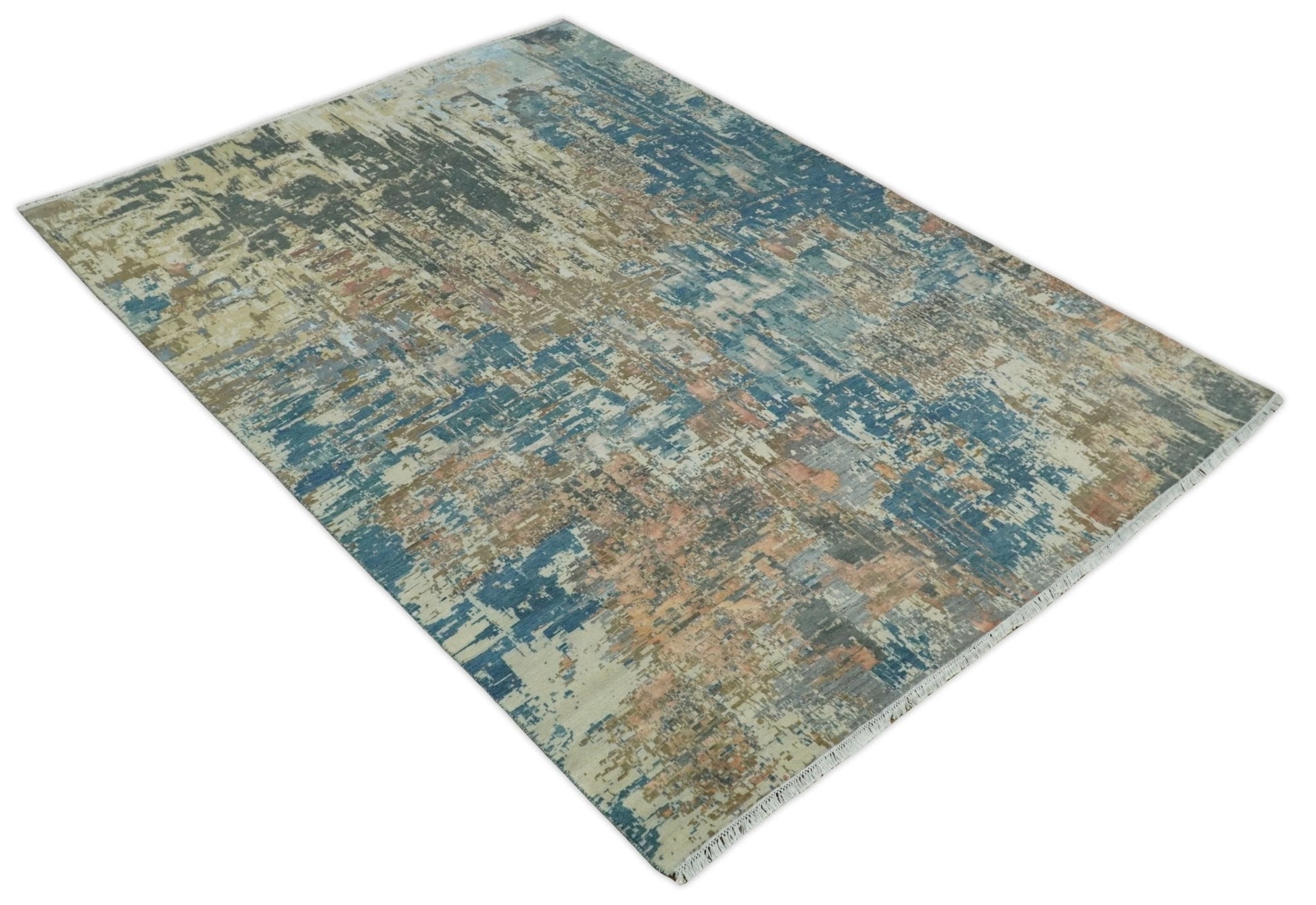 9x12 Fine Hand Knotted Brown Multicolor Modern Abstract Wool Area Rug | AGR34 - Nuvé