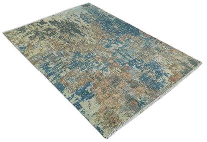 9x12 Fine Hand Knotted Brown Multicolor Modern Abstract Wool Area Rug | AGR34 - Nuvé