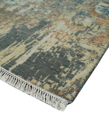 9x12 Fine Hand Knotted Brown Multicolor Modern Abstract Wool Area Rug | AGR34 - Nuvé