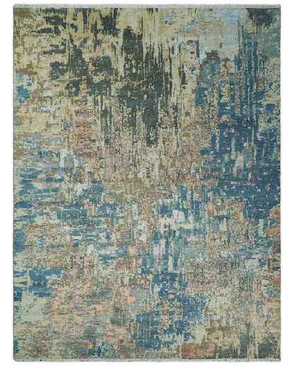 9x12 Fine Hand Knotted Brown Multicolor Modern Abstract Wool Area Rug | AGR34 - Nuvé